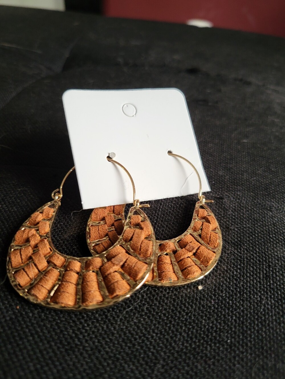NEW CHICOS LEATHER BASKET WEAVE EARRINGS